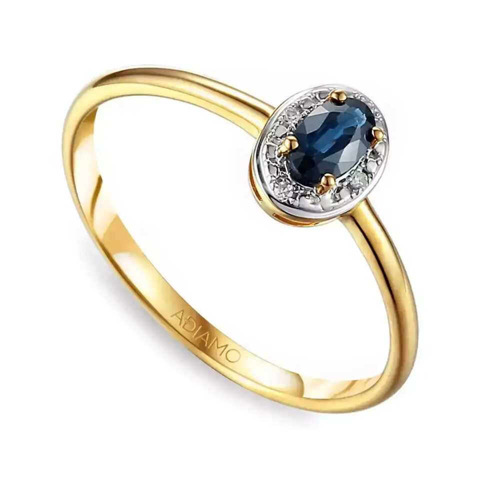 Pierścionek z szafirem i diamentami