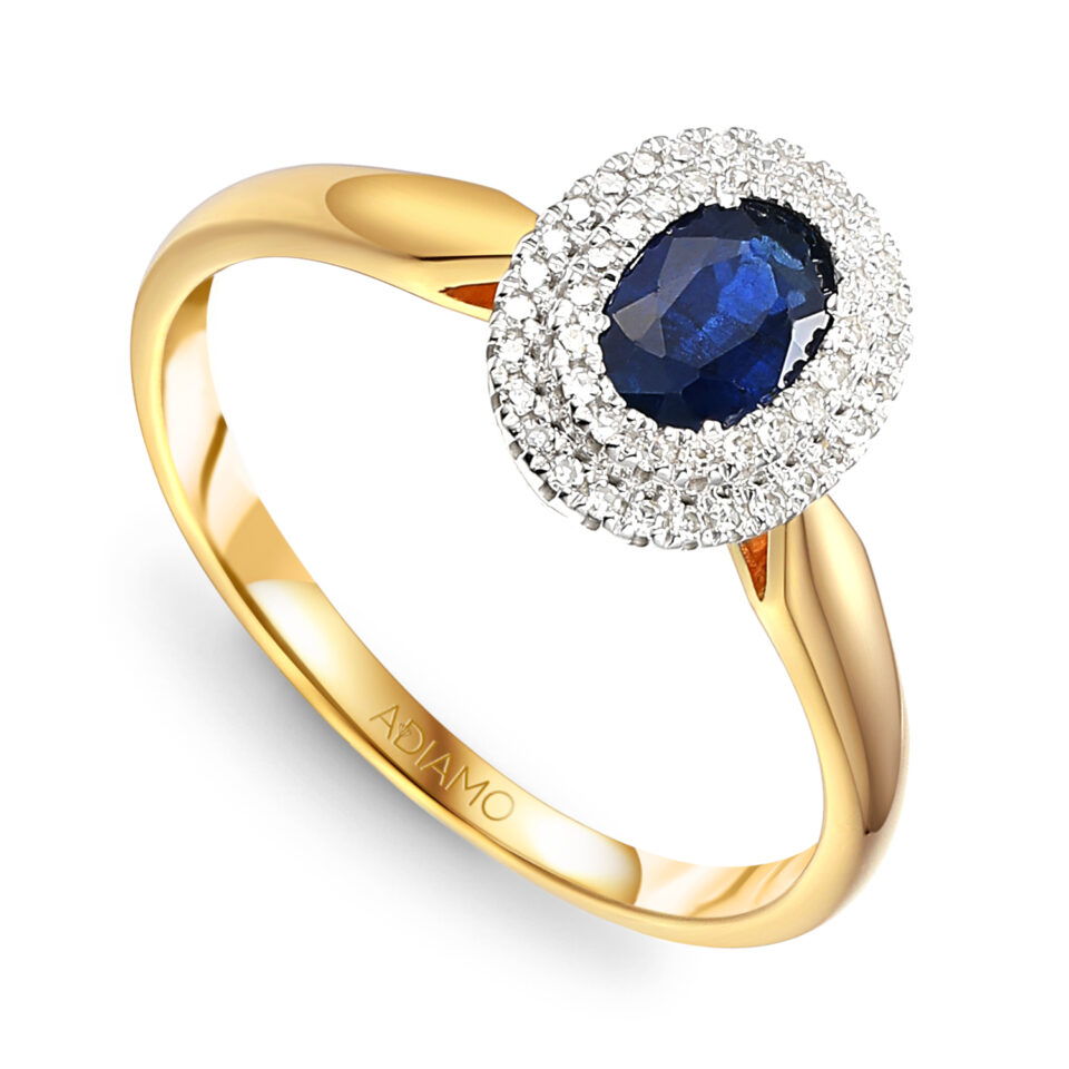 Pierścionek z szafirem i diamentami
