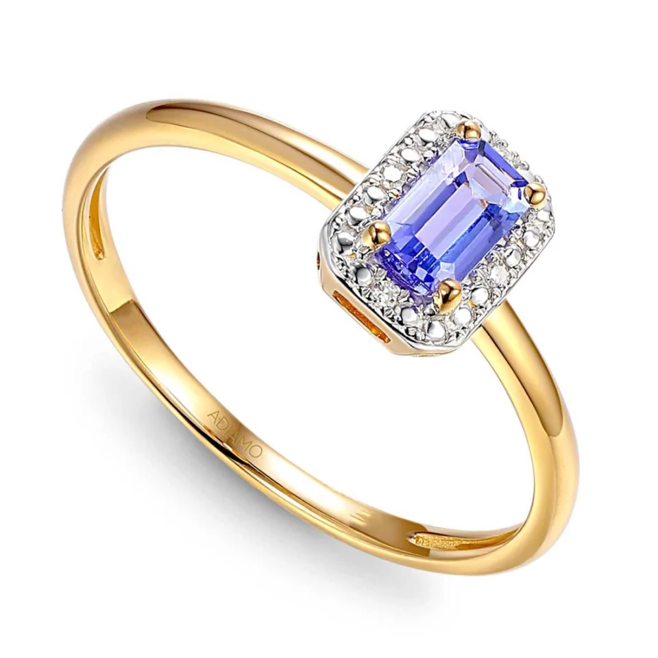 Pierścionek z tanzanitem i diamentami