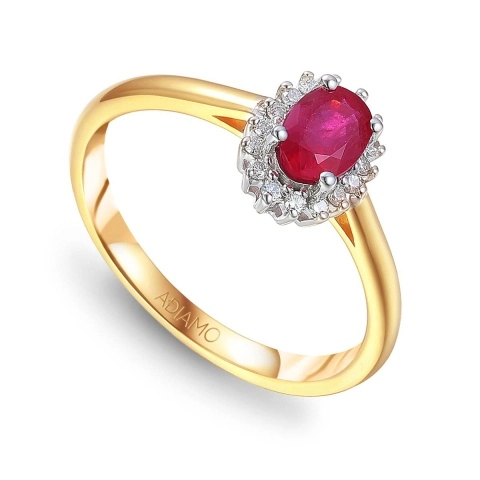 Pierścionek z rubinem i diamentami