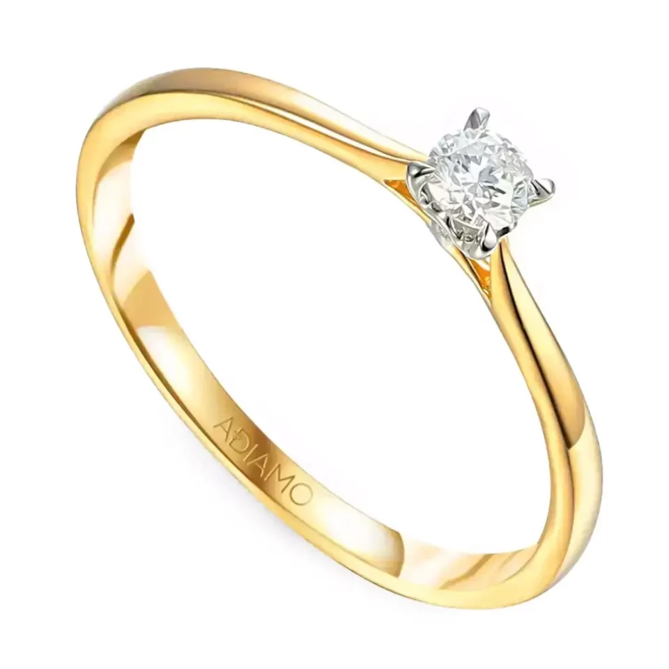 Złoty pierścionek z diamentem