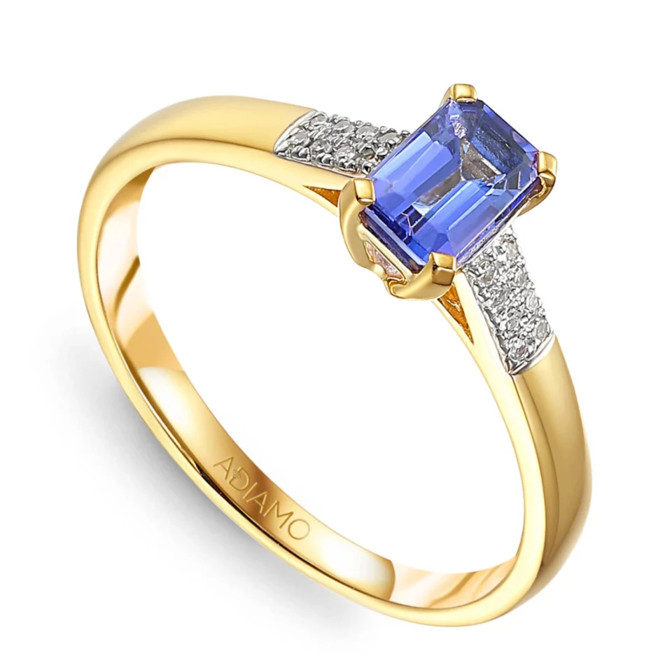 Pierścionek z tanzanitem i diamentami