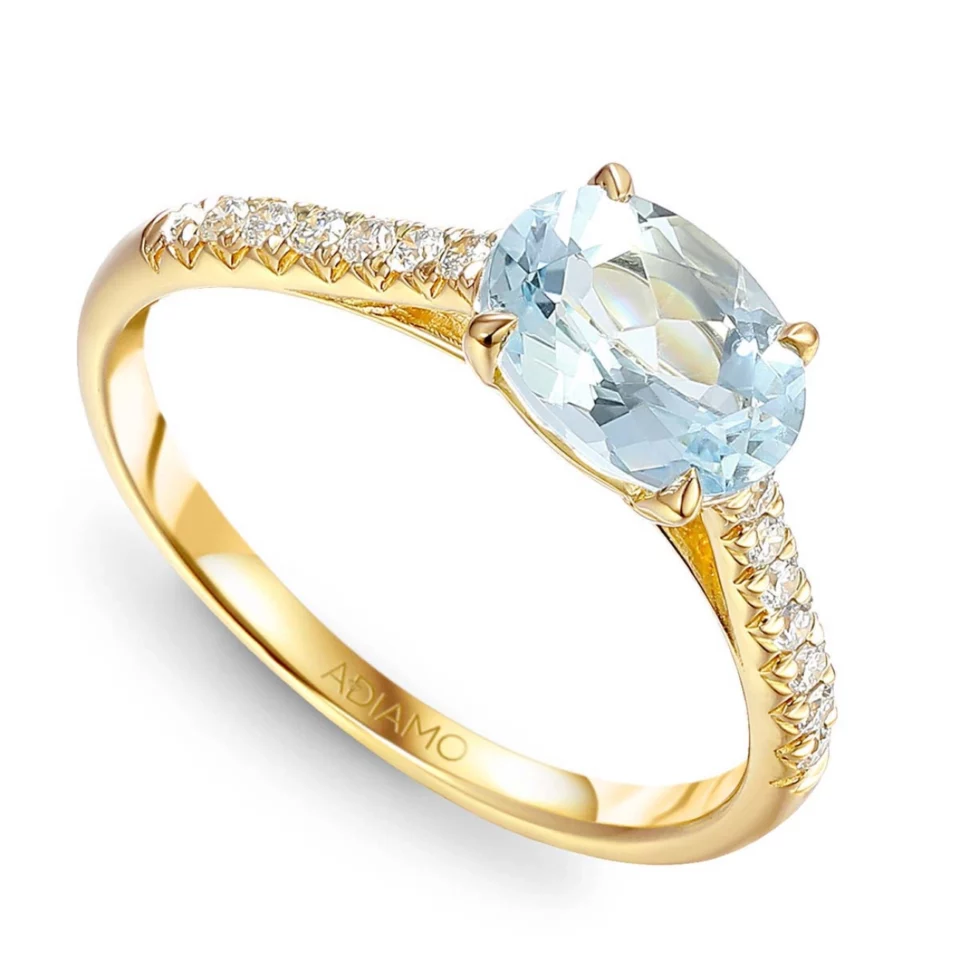 Pierścionek z akwamarynem i diamentami