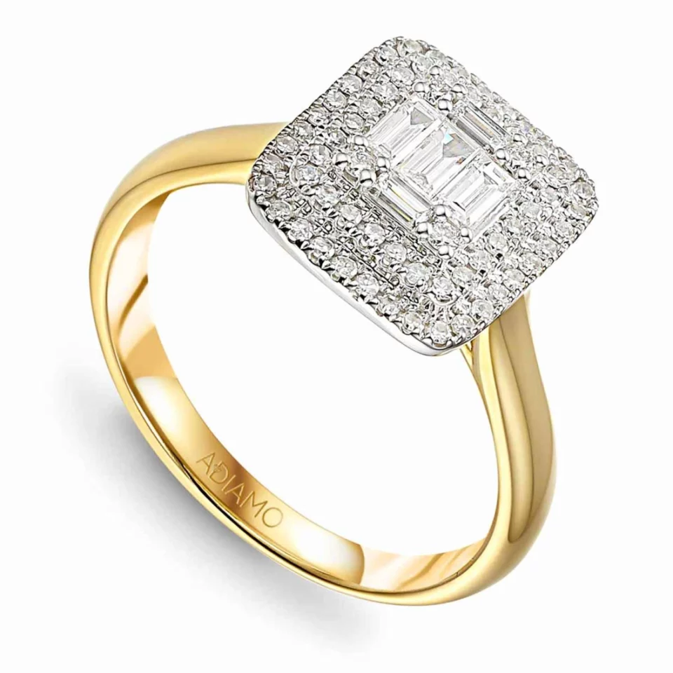 Złoty pierścionek z diamentami