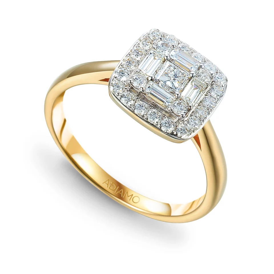 Złoty pierścionek z diamentami