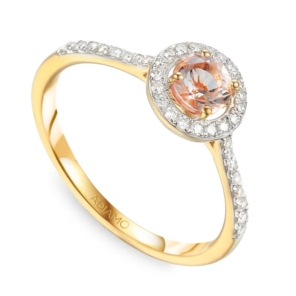 Pierścionek z morganitem i diamentami