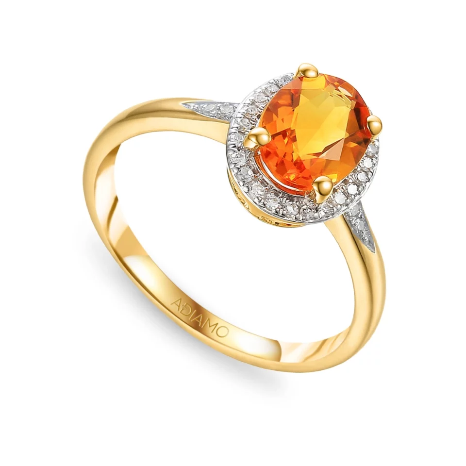 Pierścionek z cytrynem i diamentami