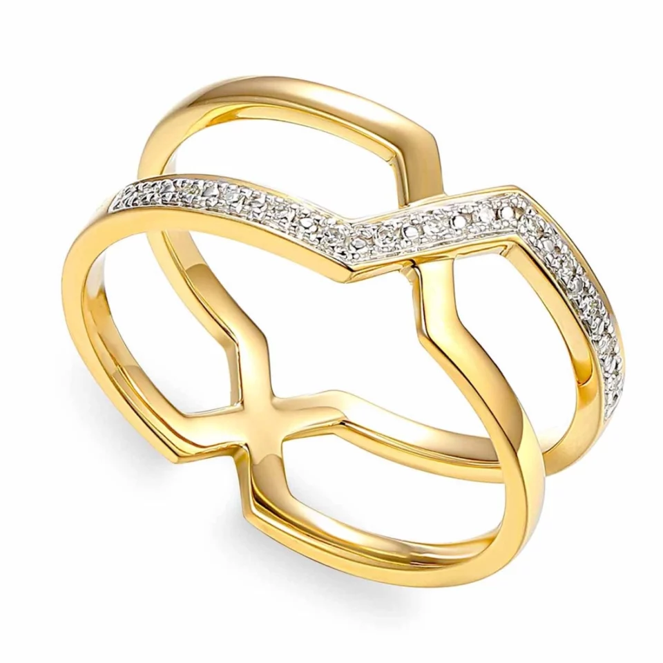 Złoty pierścionek z diamentami