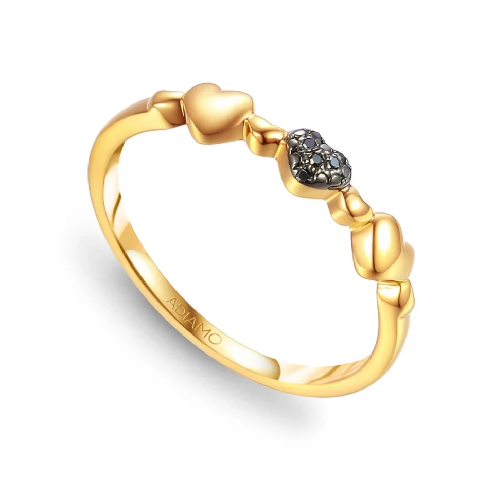 Pierścionek serca z czarnymi diamentami
