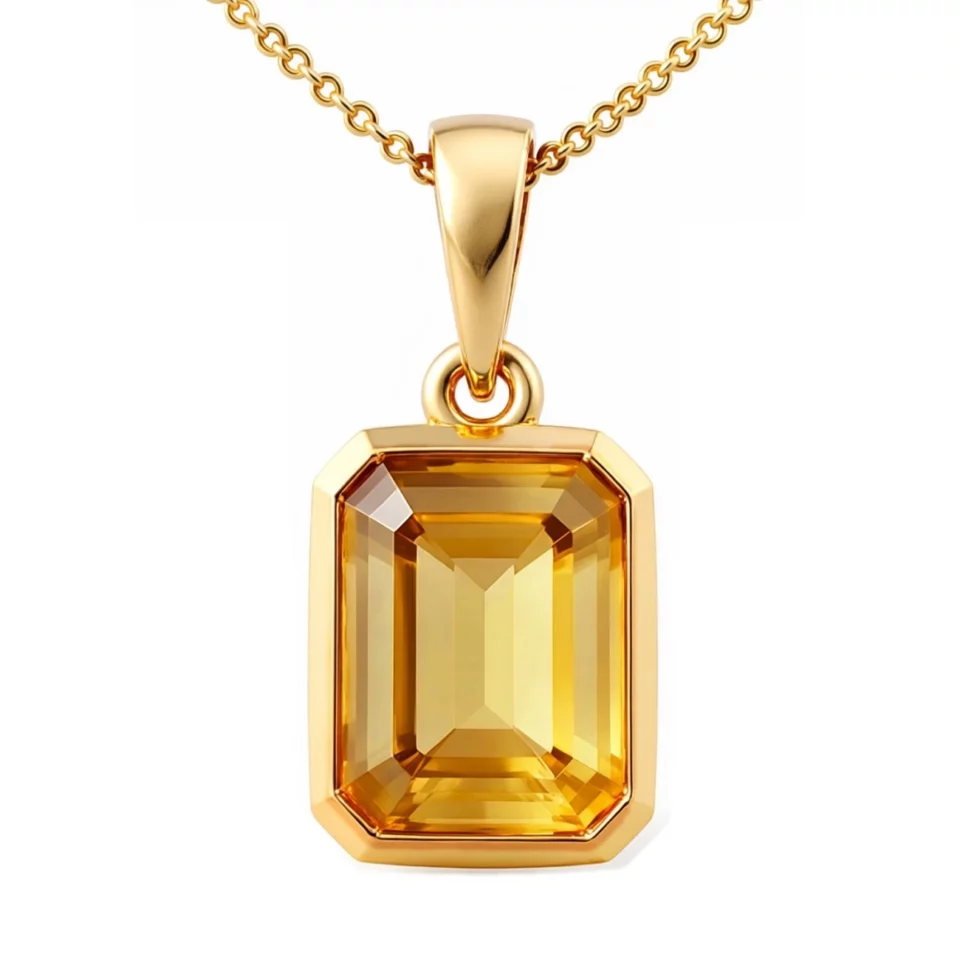 Zawieszka z żółtego złota z cytrynem w szlifie szmaragdowym - 1,47ct