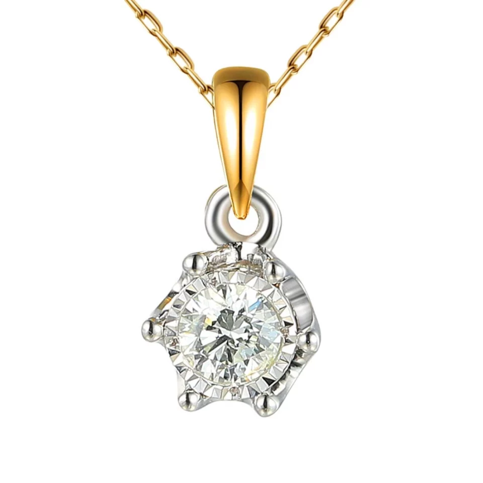 Zawieszka z dwukolorowego złota z diamentem w szlifie brylantowym 0,18ct